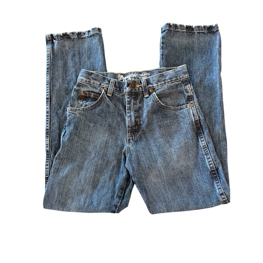 Boy's 14 Slim Wrangler Retro Relaxed Straight Blue Jeans Denim BRT30EB